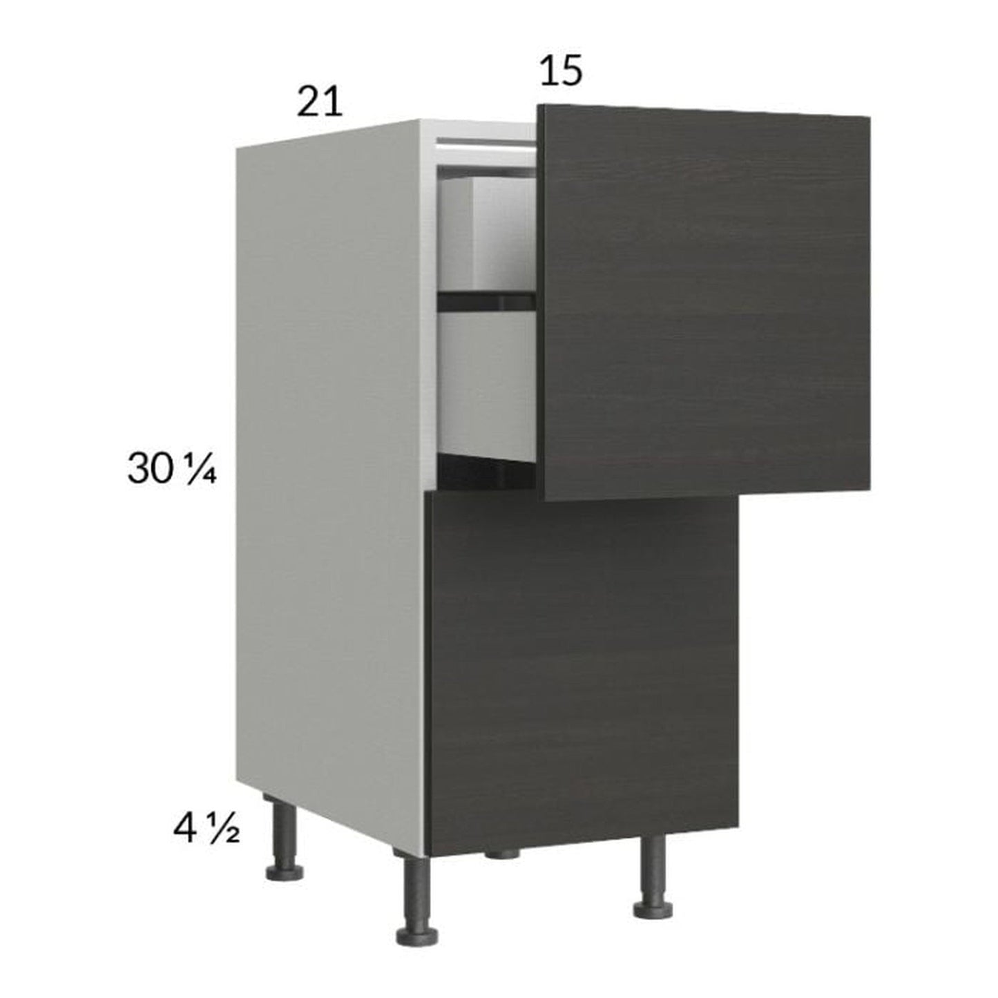 RTA Euro Cafe 15" 2-Drawer Vanity Base Cabinet with 1 Inner Drawer and 1 Finished End Panel