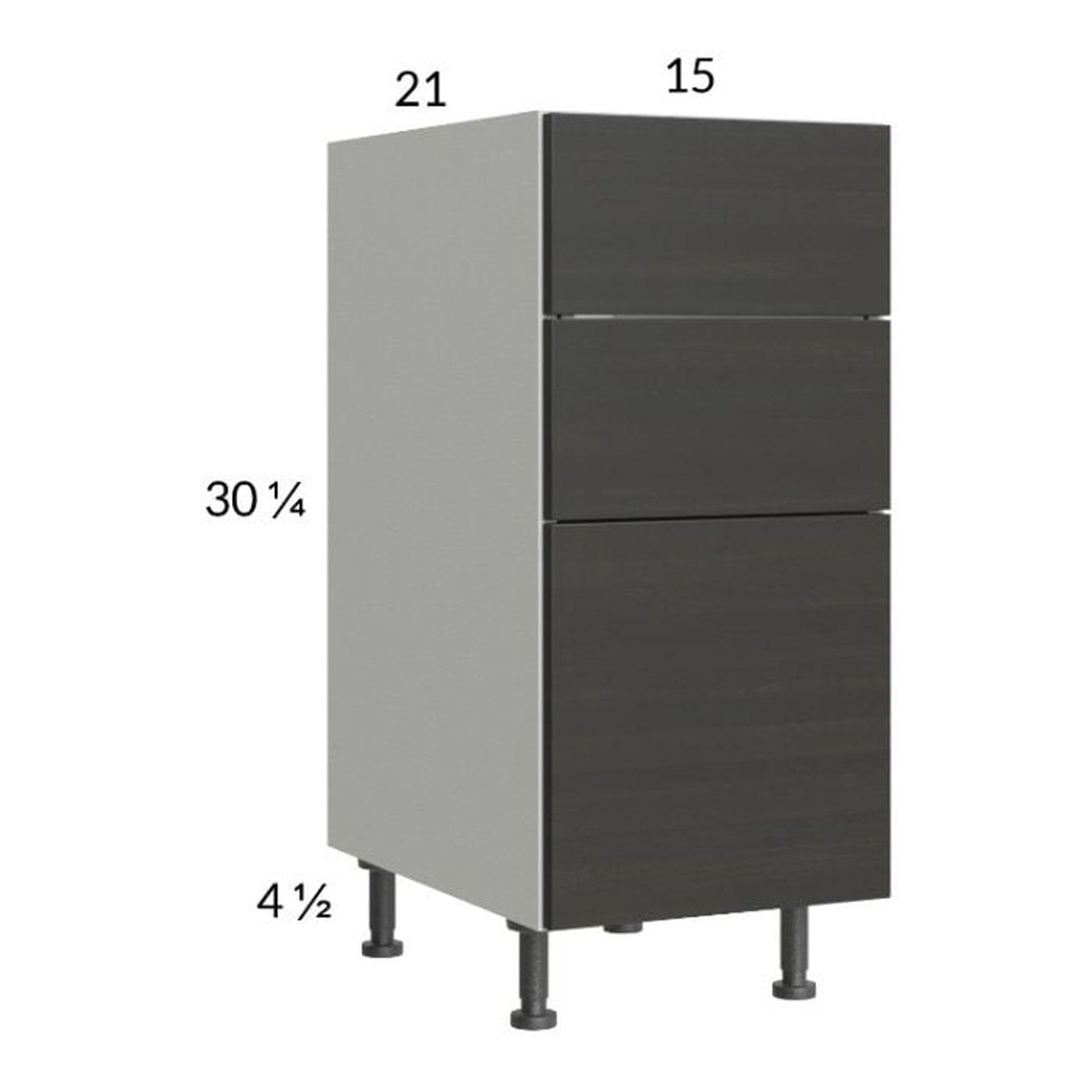 RTA Euro Cafe 15" 3-Drawer Vanity Base Cabinet with 1 Finished End Panel