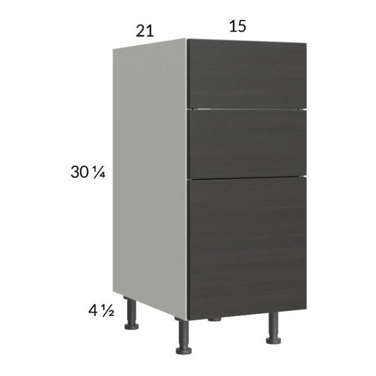 RTA Euro Cafe 15" 3-Drawer Vanity Base Cabinet with 2 Finished End Panels