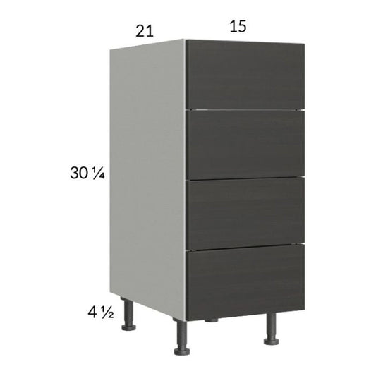 RTA Euro Cafe 15" 4-Drawer Vanity Base Cabinet with 1 Finished End Panel