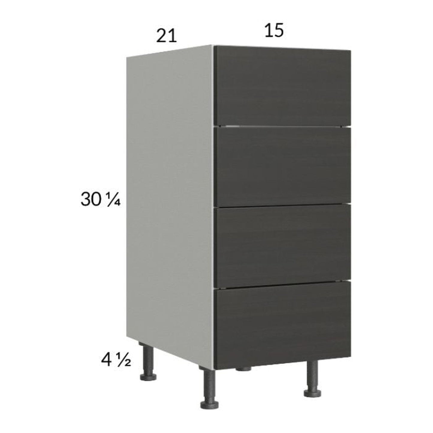 RTA Euro Cafe 15" 4-Drawer Vanity Base Cabinet with 2 Finished End Panels