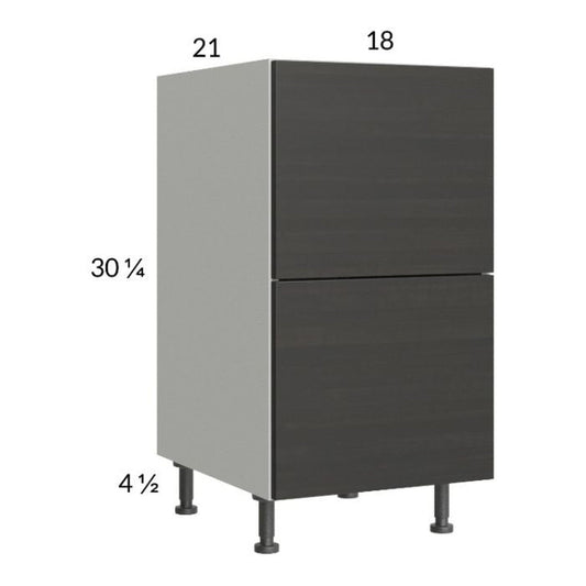 RTA Euro Cafe 18" 2-Drawer Vanity Base Cabinet with 1 Finished End Panel