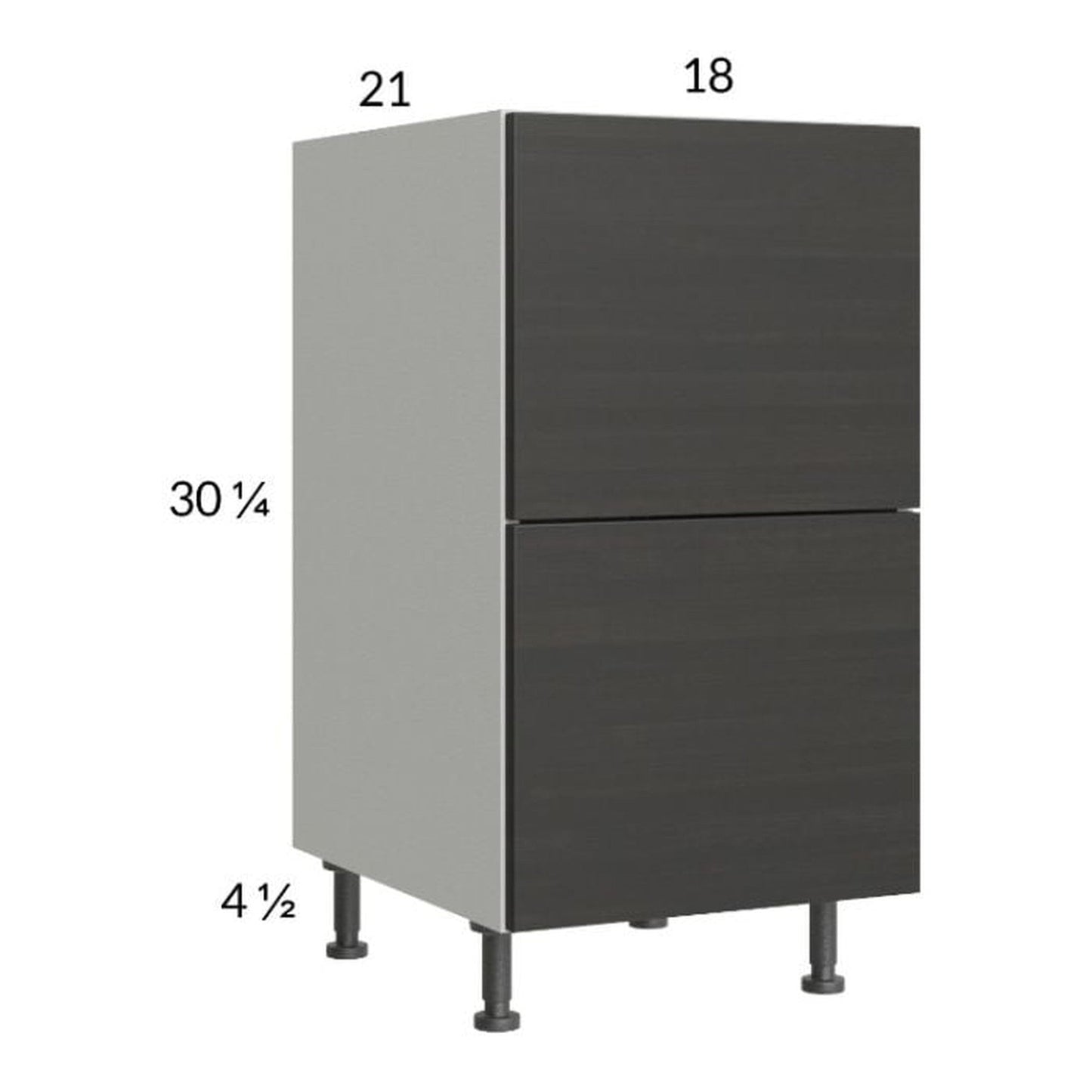 RTA Euro Cafe 18" 2-Drawer Vanity Base Cabinet with 1 Inner Drawer