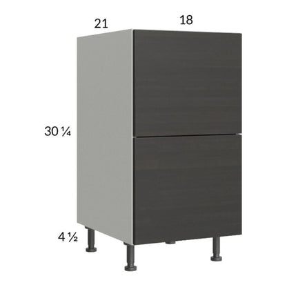 RTA Euro Cafe 18" 2-Drawer Vanity Base Cabinet with 1 Inner Drawer and 1 Finished End Panel