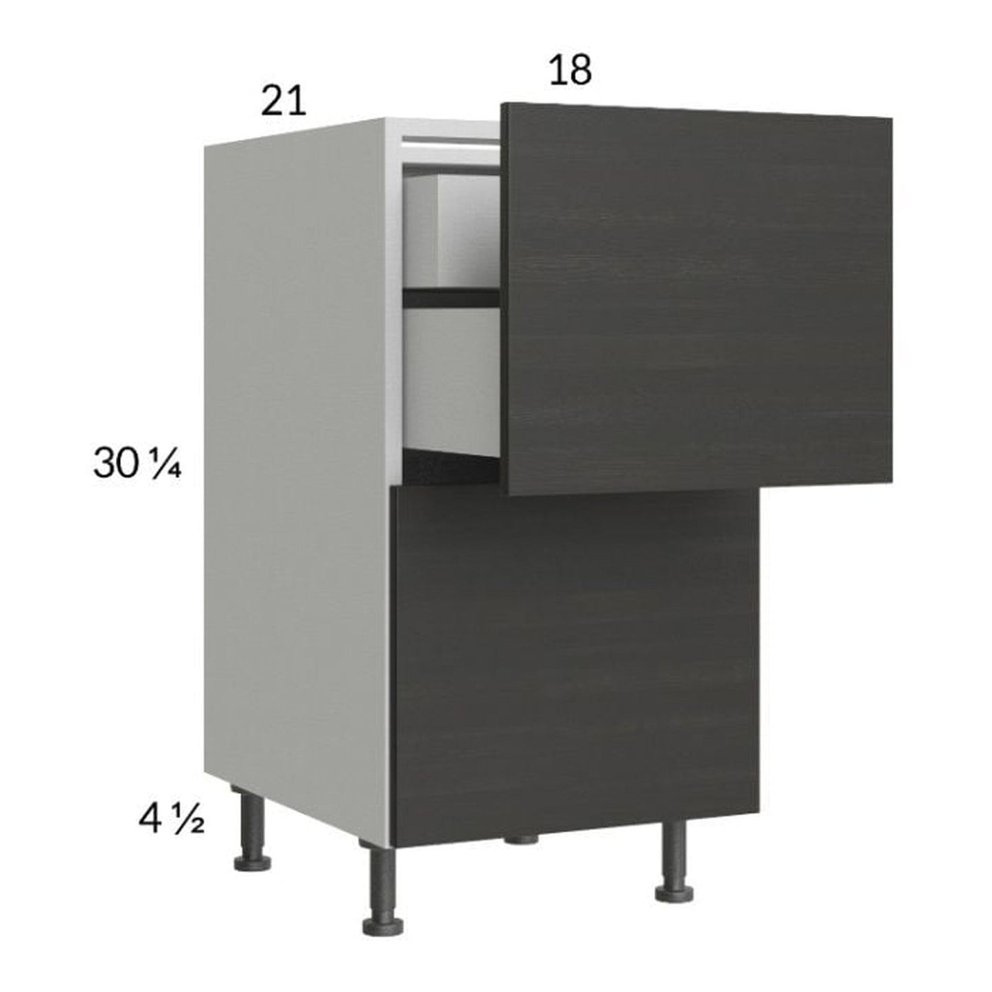 RTA Euro Cafe 18" 2-Drawer Vanity Base Cabinet with 1 Inner Drawer and 1 Finished End Panel