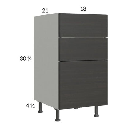 RTA Euro Cafe 18" 3-Drawer Vanity Base Cabinet with 1 Finished End Panel