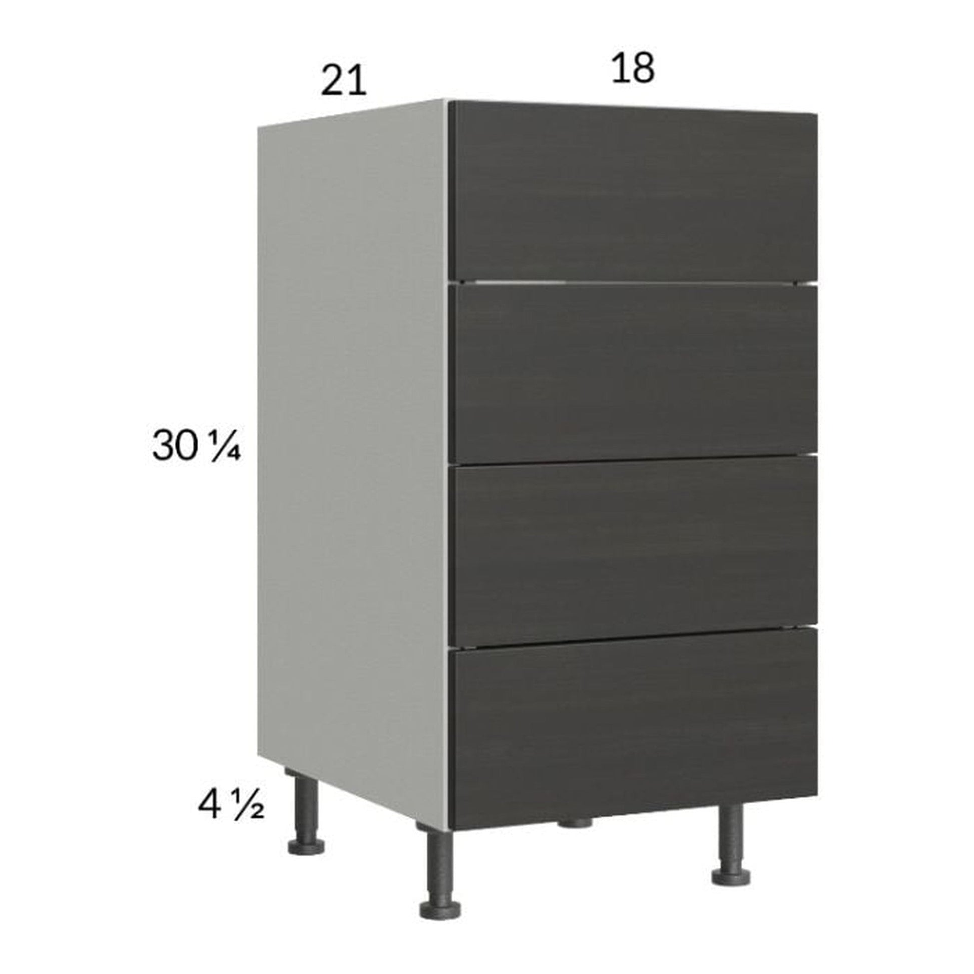 RTA Euro Cafe 18" 4-Drawer Vanity Base Cabinet with 1 Finished End Panel