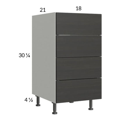 RTA Euro Cafe 18" 4-Drawer Vanity Base Cabinet with 1 Finished End Panel