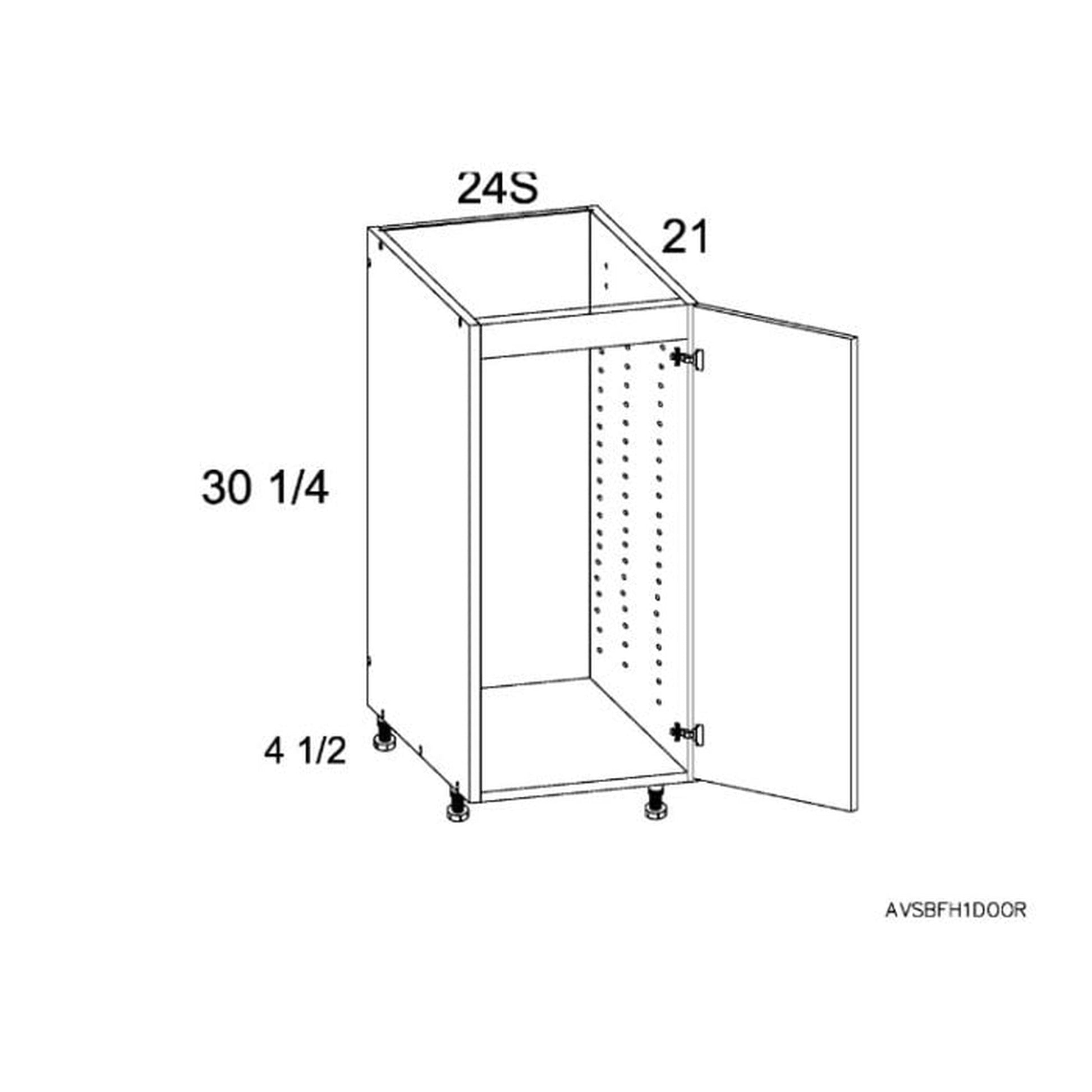 RTA Euro Cafe 24" Full Height Door Vanity Sink Base Cabinet with 1 Door and 2 Finished End Panels