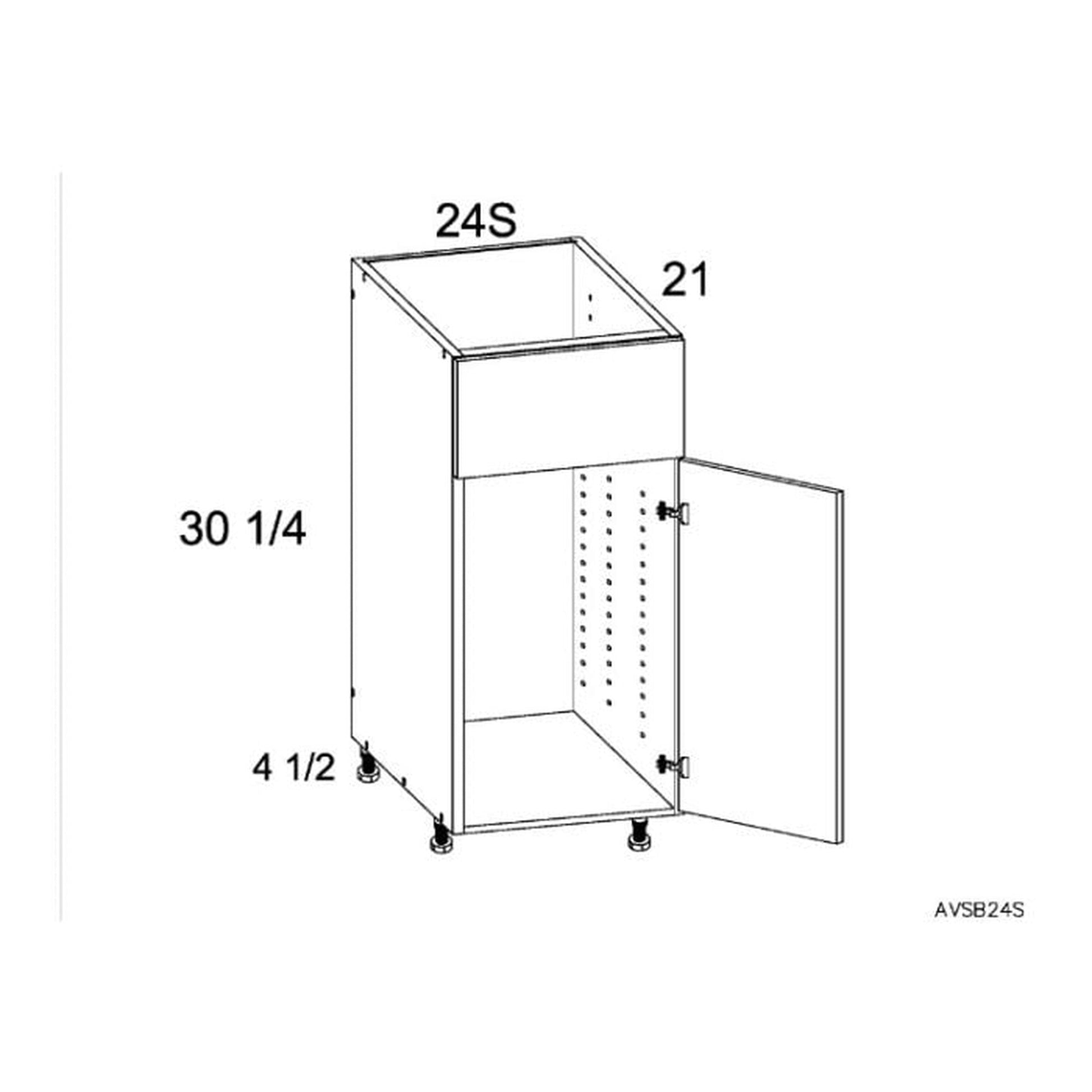 RTA Euro Cafe 24" Vanity Sink Base Cabinet with 1 Door and 2 Finished End Panels