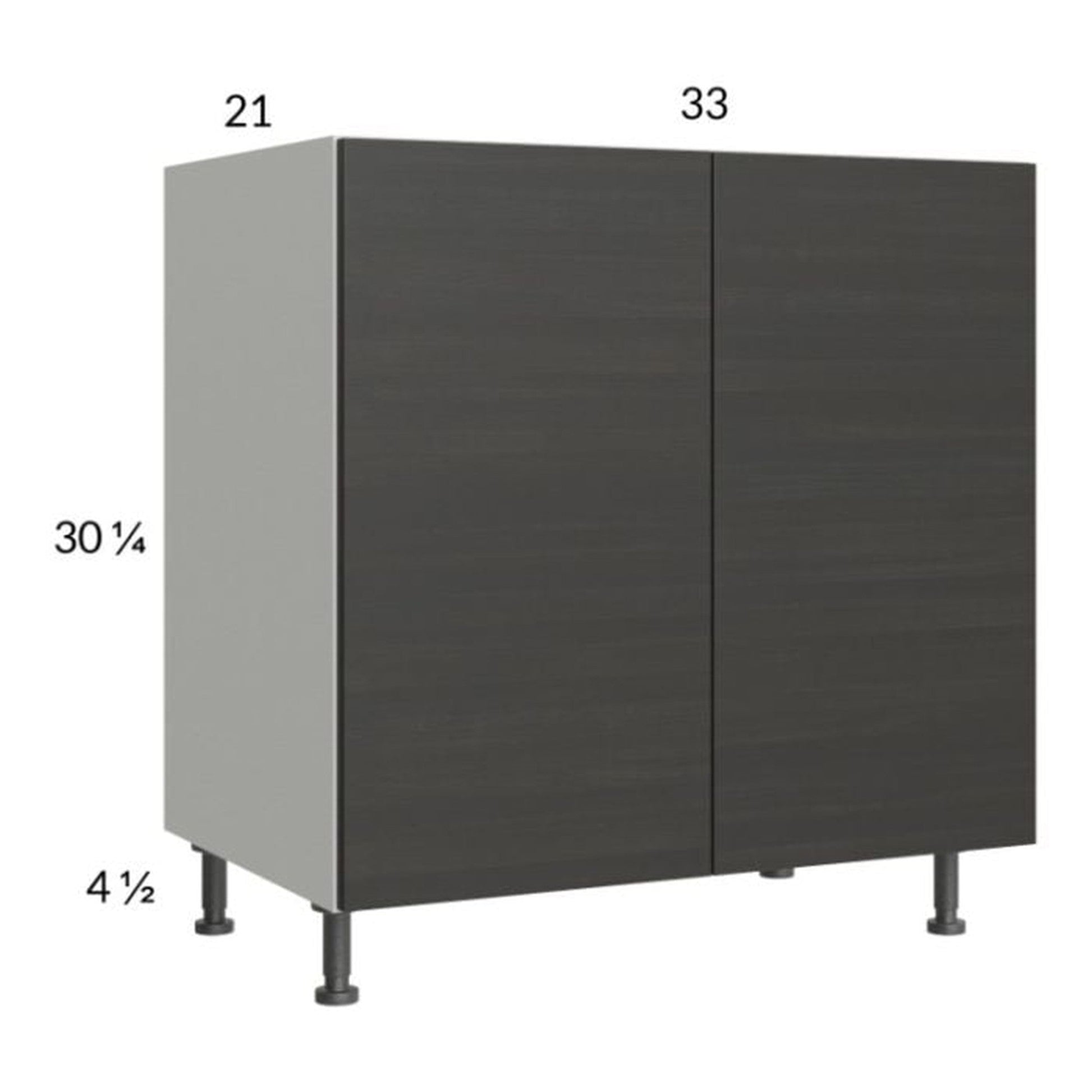 RTA Euro Cafe 33" Full Height Door Vanity Sink Base Cabinet with 1 Finished End Panel