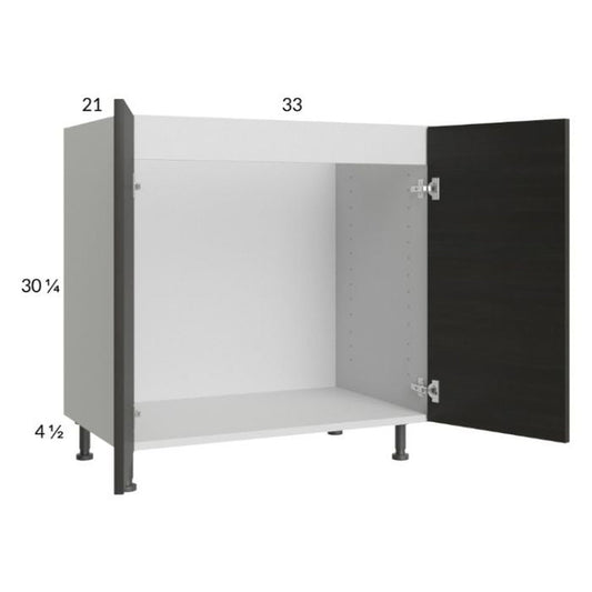 RTA Euro Cafe 33" Full Height Door Vanity Sink Base Cabinet with 1 Finished End Panel