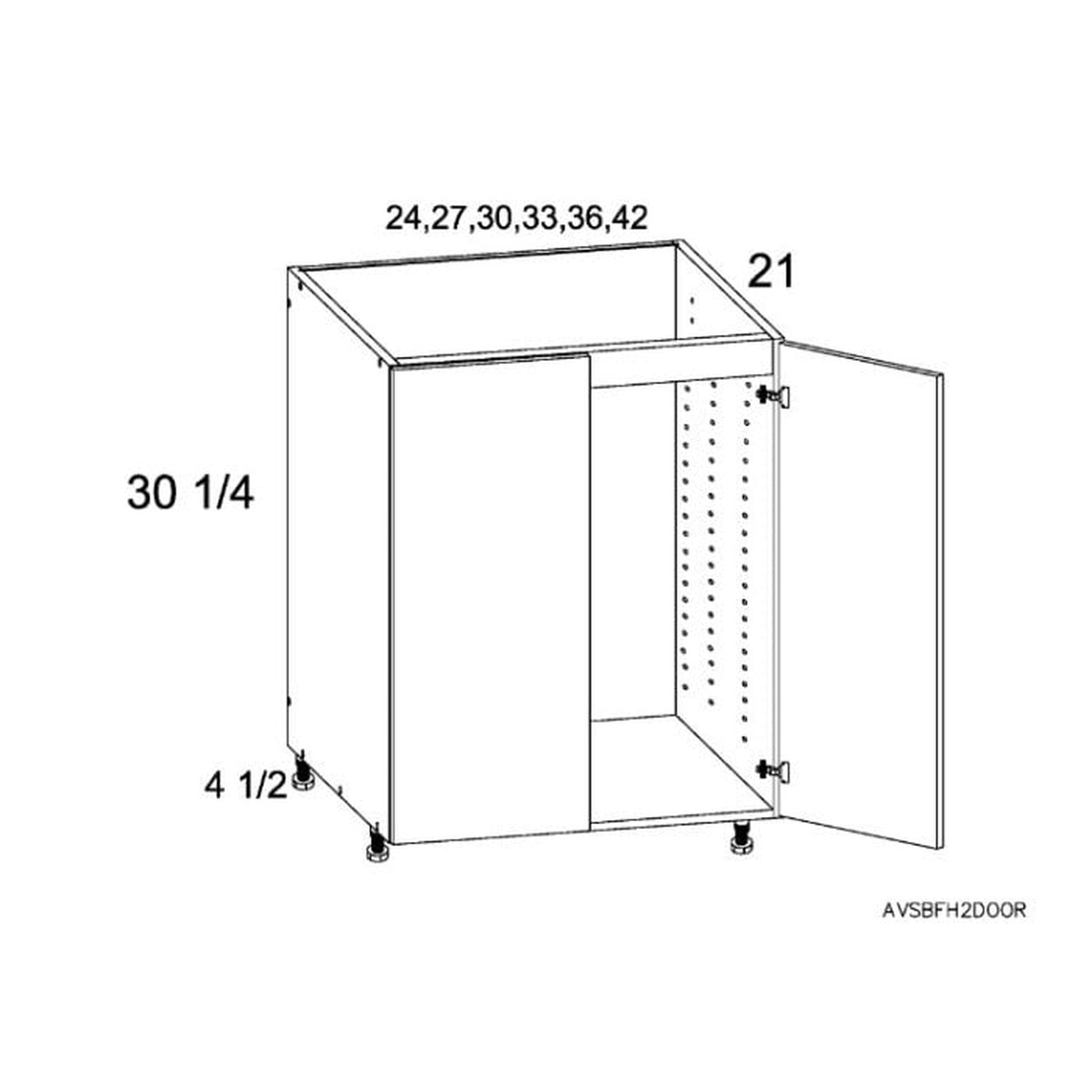 RTA Euro Cafe 33" Full Height Door Vanity Sink Base Cabinet with 2 Finished End Panels