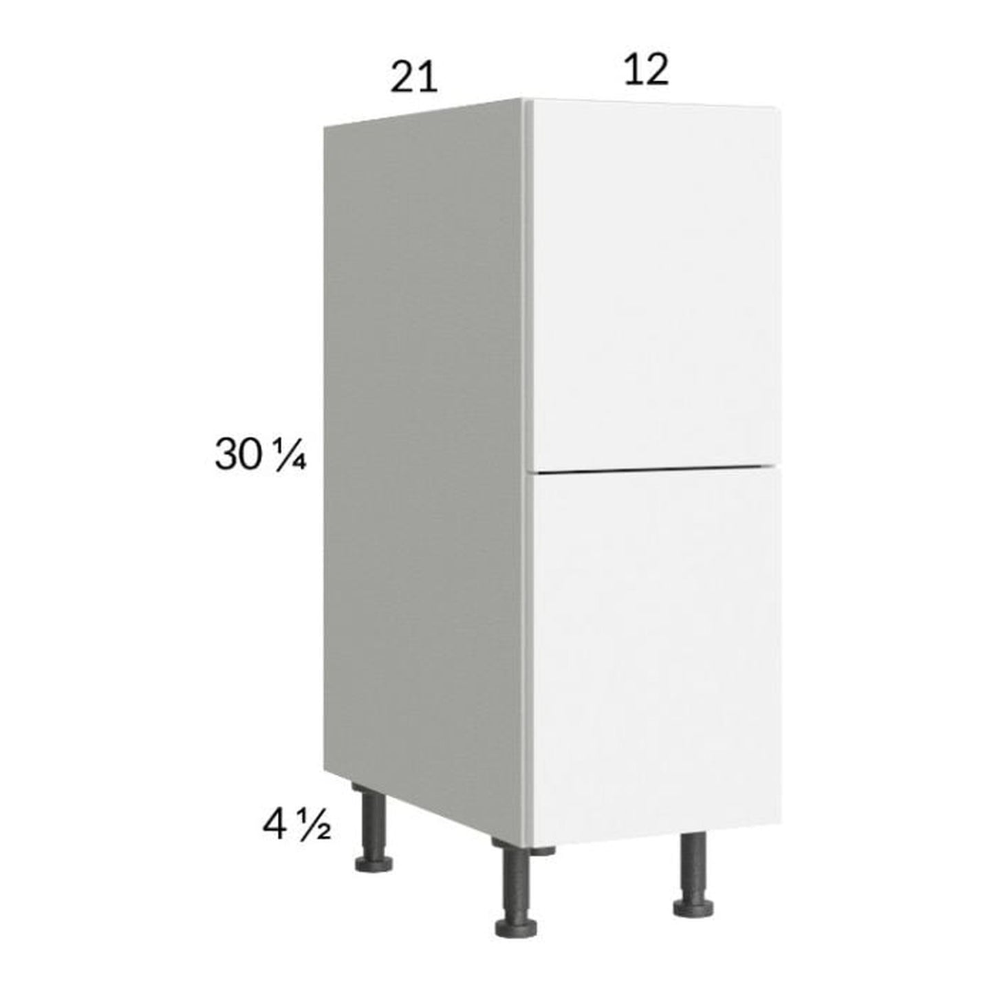 RTA Euro Gloss White 12" 2-Drawer Vanity Base Cabinet and 1 Finished End Panel