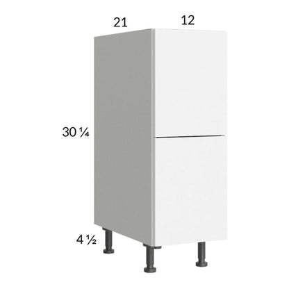 RTA Euro Gloss White 12" 2-Drawer Vanity Base Cabinet and 2 Finished End Panels