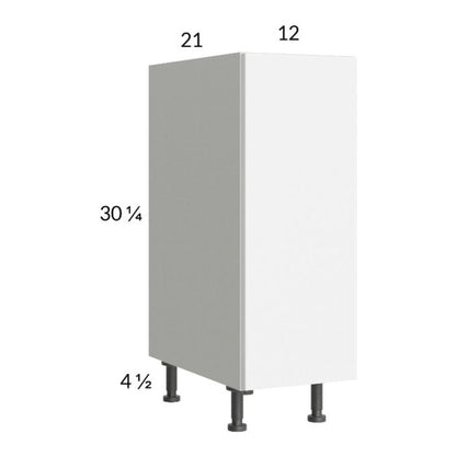 RTA Euro Gloss White 12" Full Height Door Vanity Base Cabinet with 1 Finished End Panels