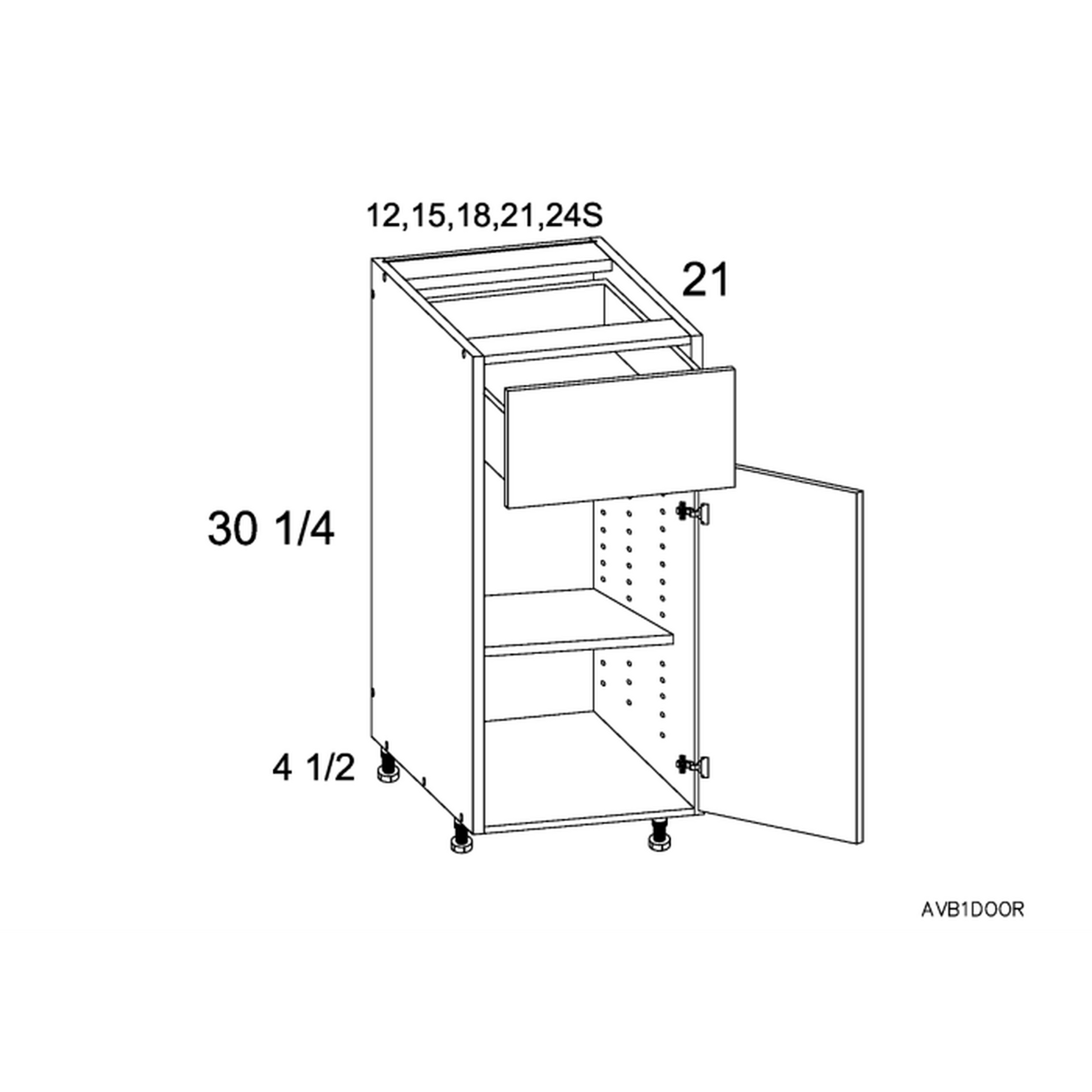 RTA Euro Gloss White 12" Vanity Base Cabinet with 1 Finished End Panel