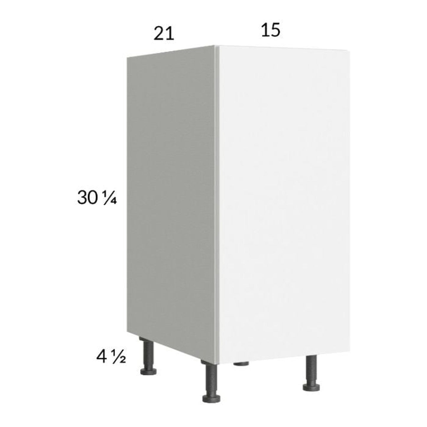 RTA Euro Gloss White 15" Full Height Door Vanity Base Cabinet and 1 Finished End Panels