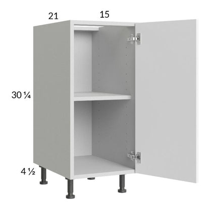 RTA Euro Gloss White 15" Full Height Door Vanity Base Cabinet and 1 Finished End Panels