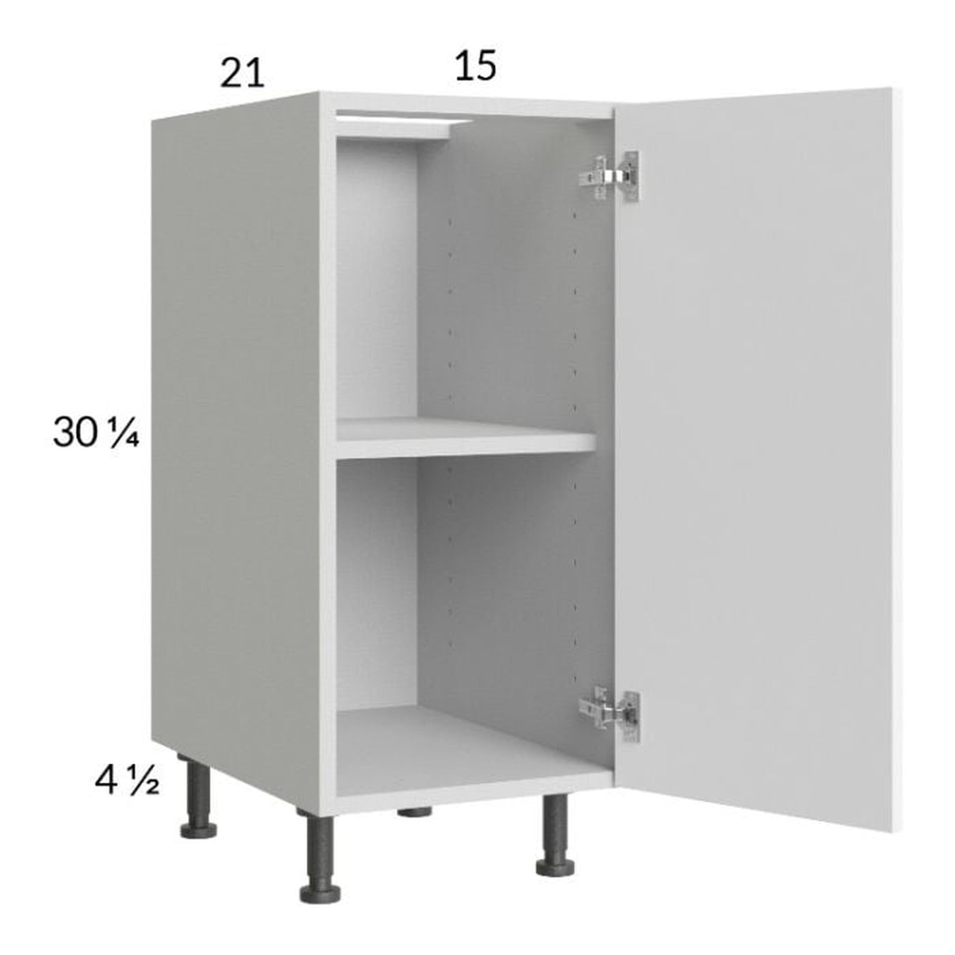 RTA Euro Gloss White 15" Full Height Door Vanity Base Cabinet