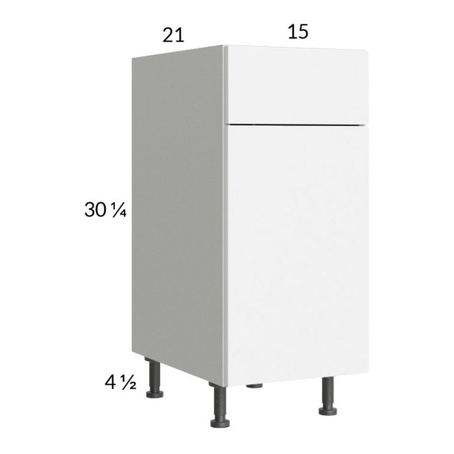 RTA Euro Gloss White 15" Vanity Base Cabinet