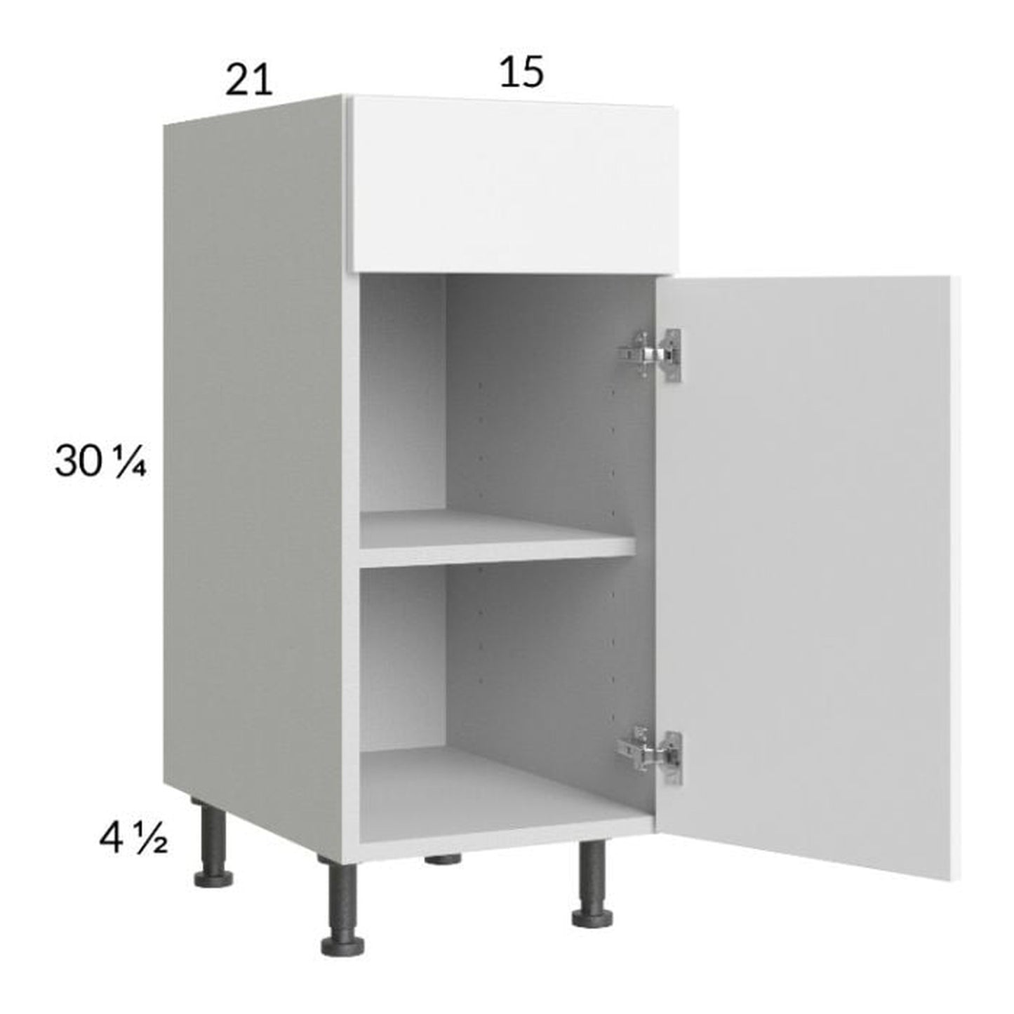 RTA Euro Gloss White 15" Vanity Base Cabinet