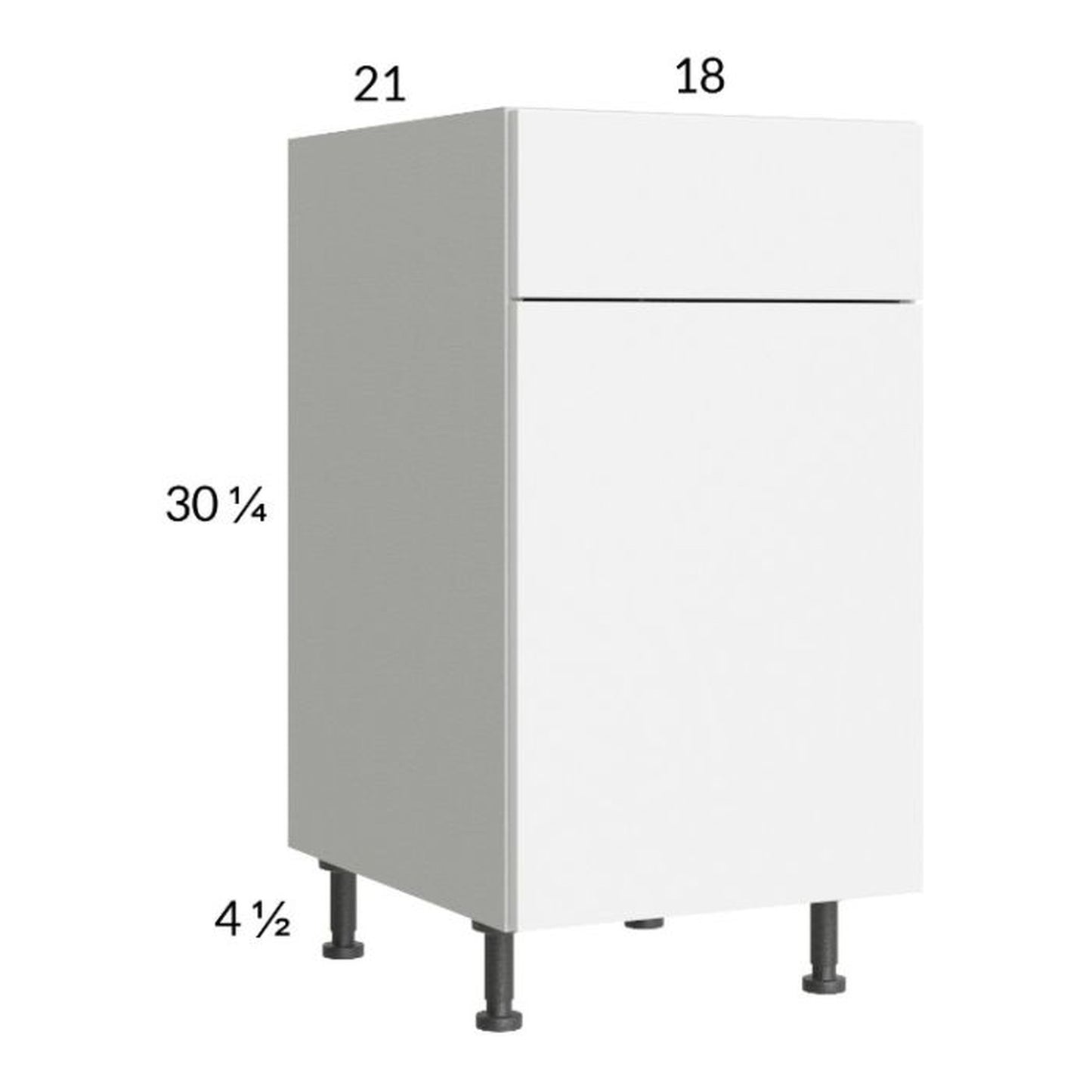 RTA Euro Gloss White 18" Vanity Base Cabinet