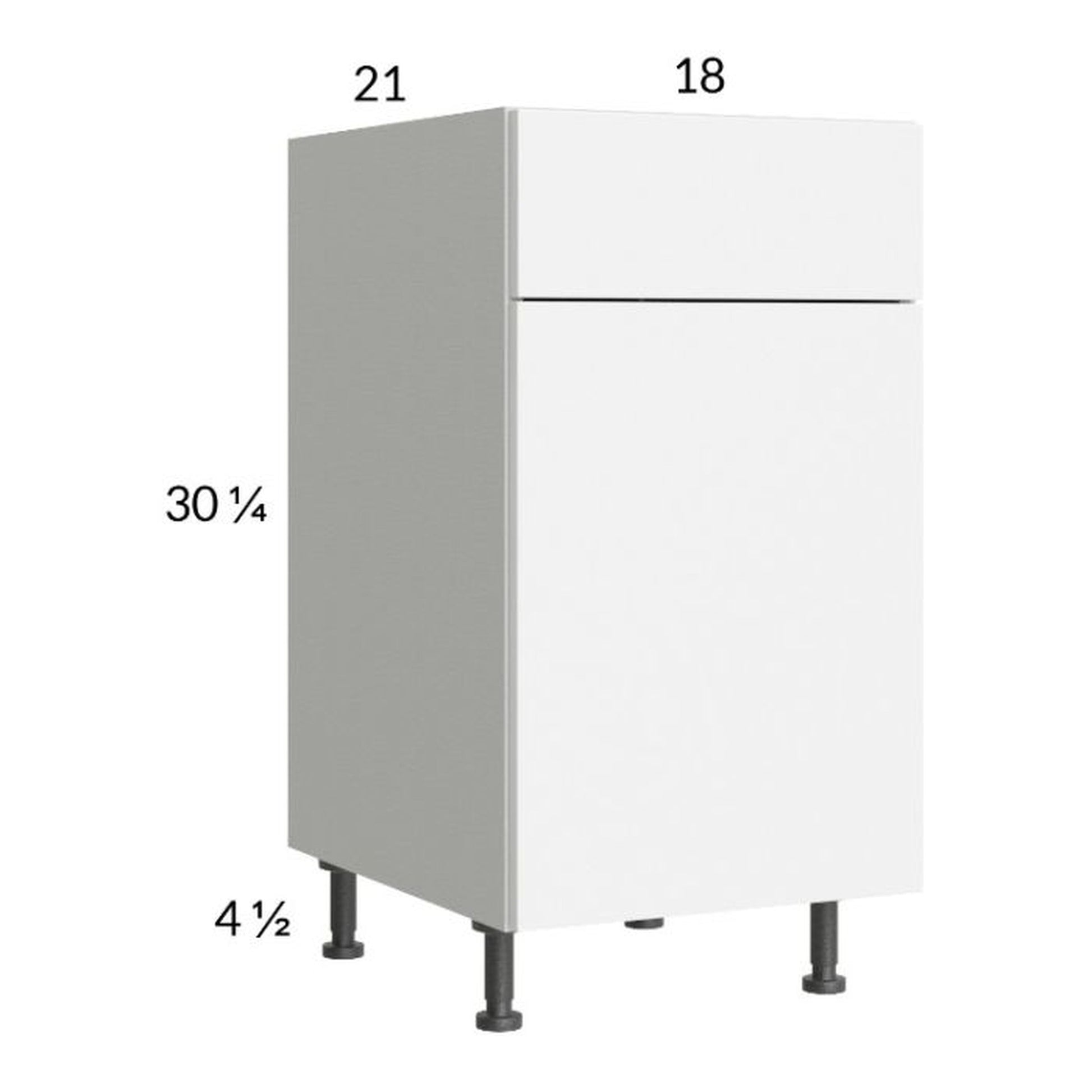 RTA Euro Gloss White 18" Vanity Base Cabinet