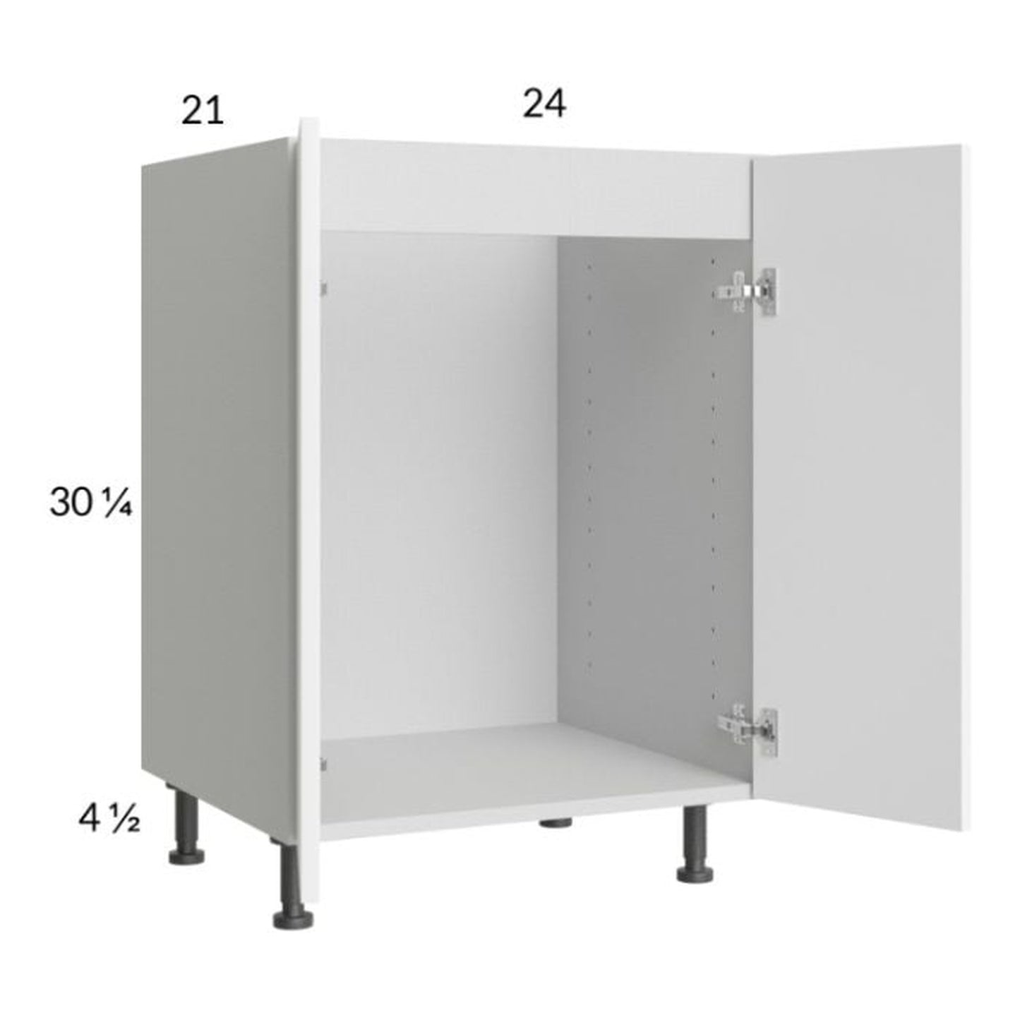 RTA Euro Gloss White 24" Full Height Door Vanity Sink Base Cabinet and 1 Finished End Panel