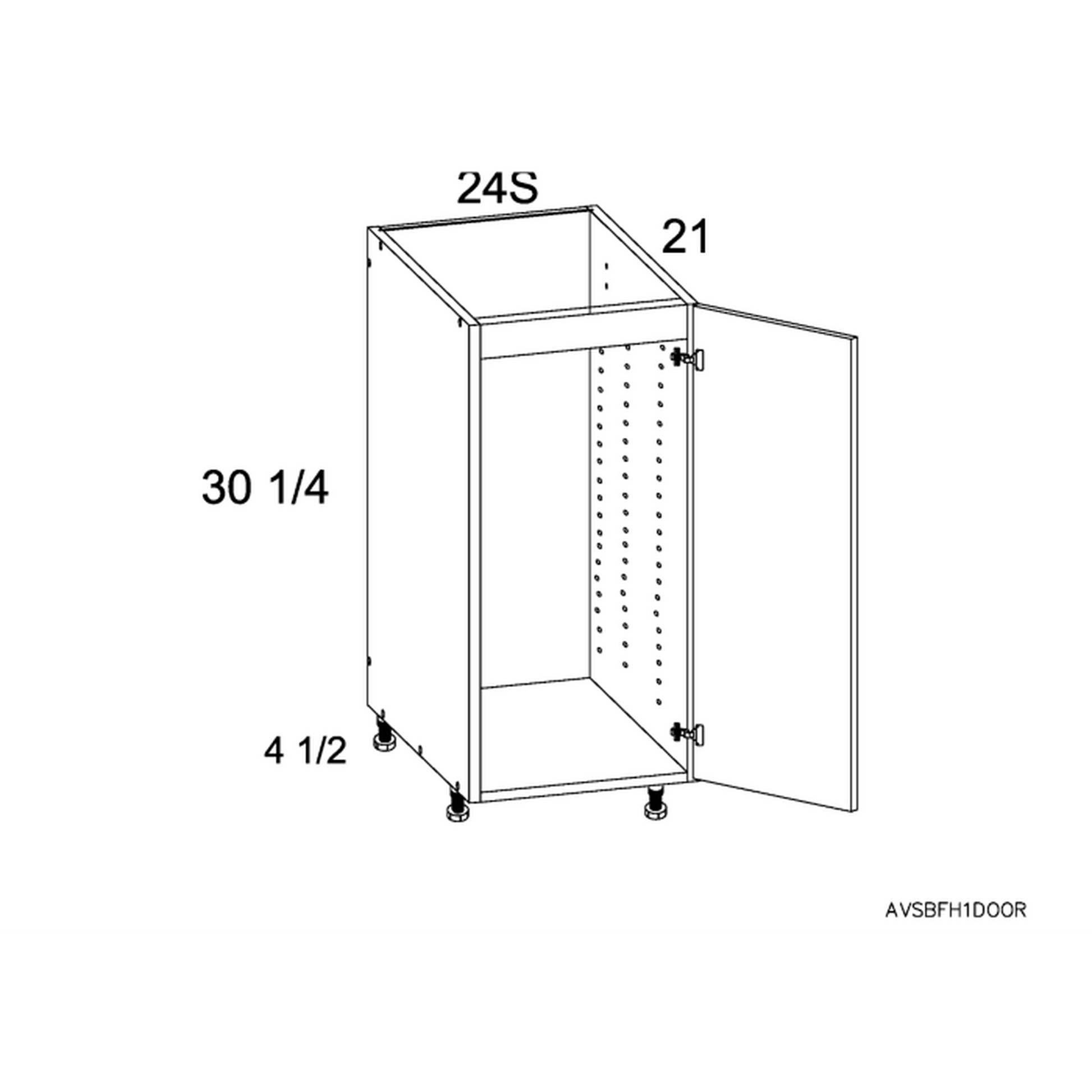 RTA Euro Gloss White 24" Full Height Door Vanity Sink Base Cabinet with 1 Door