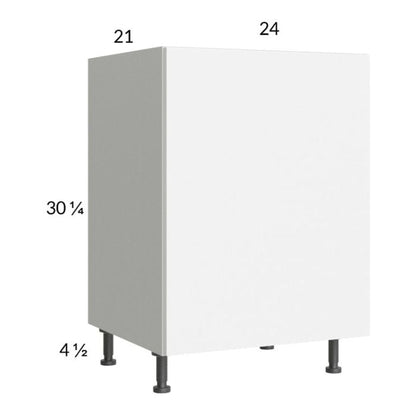 RTA Euro Gloss White 24" Full Height Door Vanity Sink Base Cabinet with 1 Door and 1 Finished End Panel