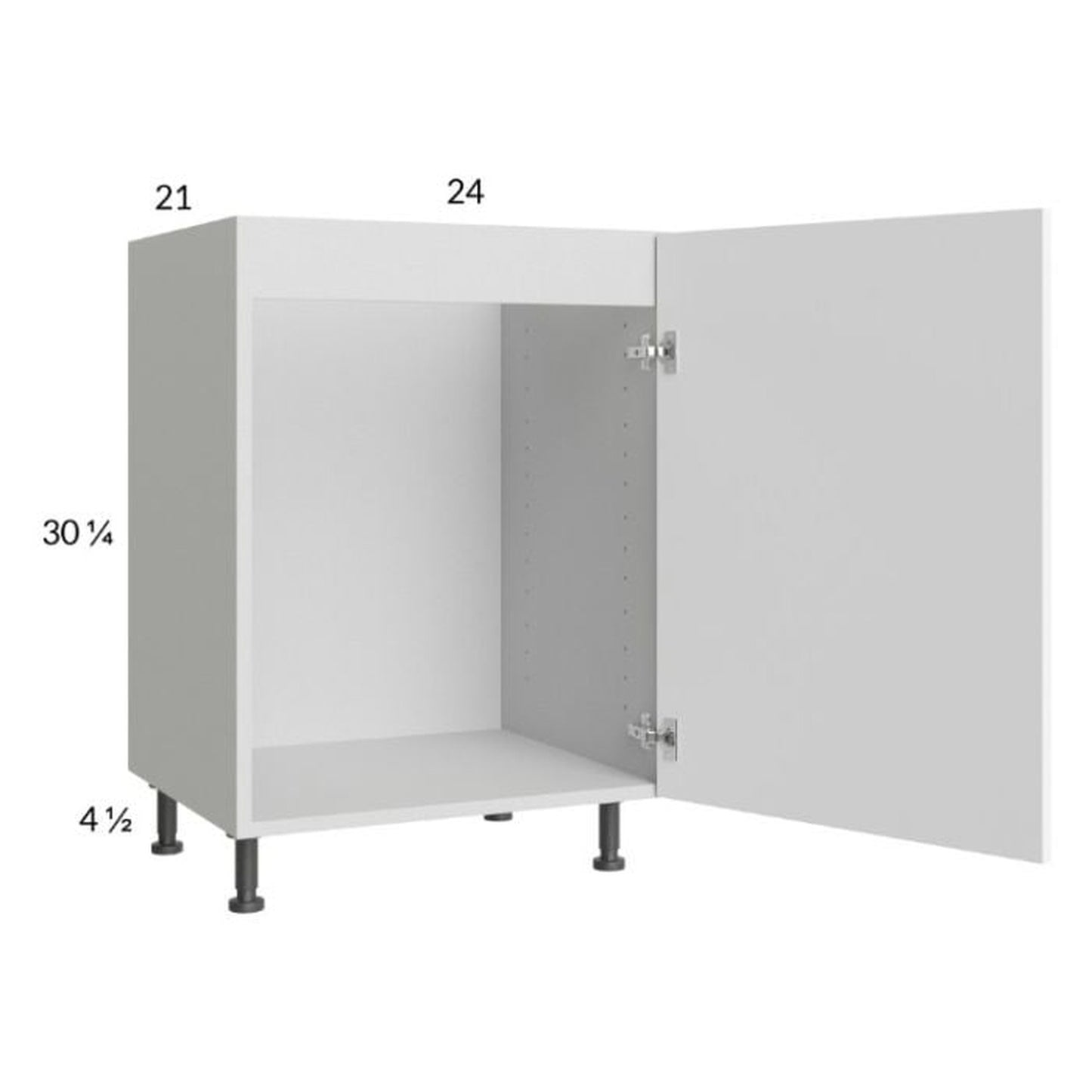 RTA Euro Gloss White 24" Full Height Door Vanity Sink Base Cabinet with 1 Door and 1 Finished End Panel