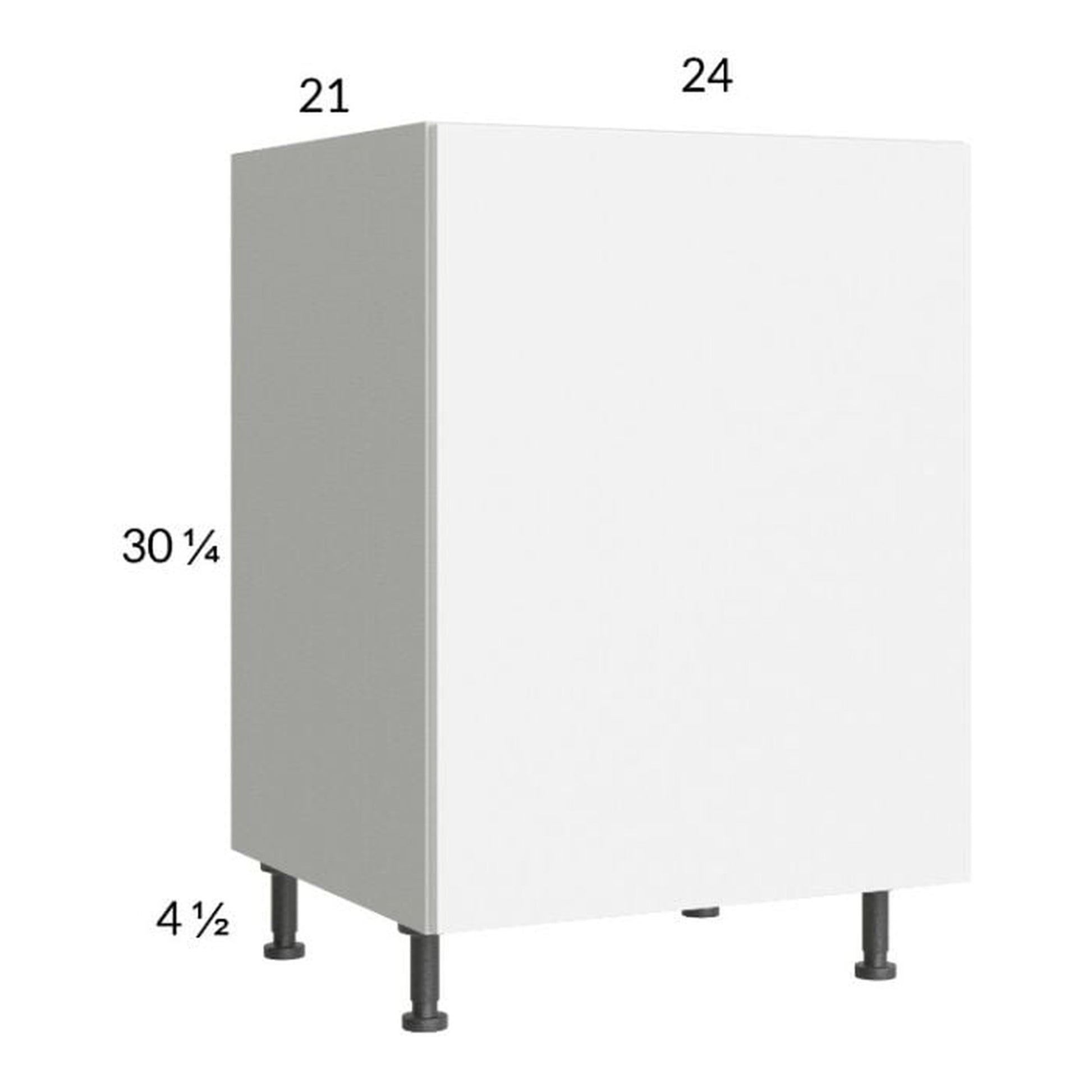 RTA Euro Gloss White 24" Full Height Door Vanity Sink Base Cabinet with 1 Door and 2 Finished End Panels