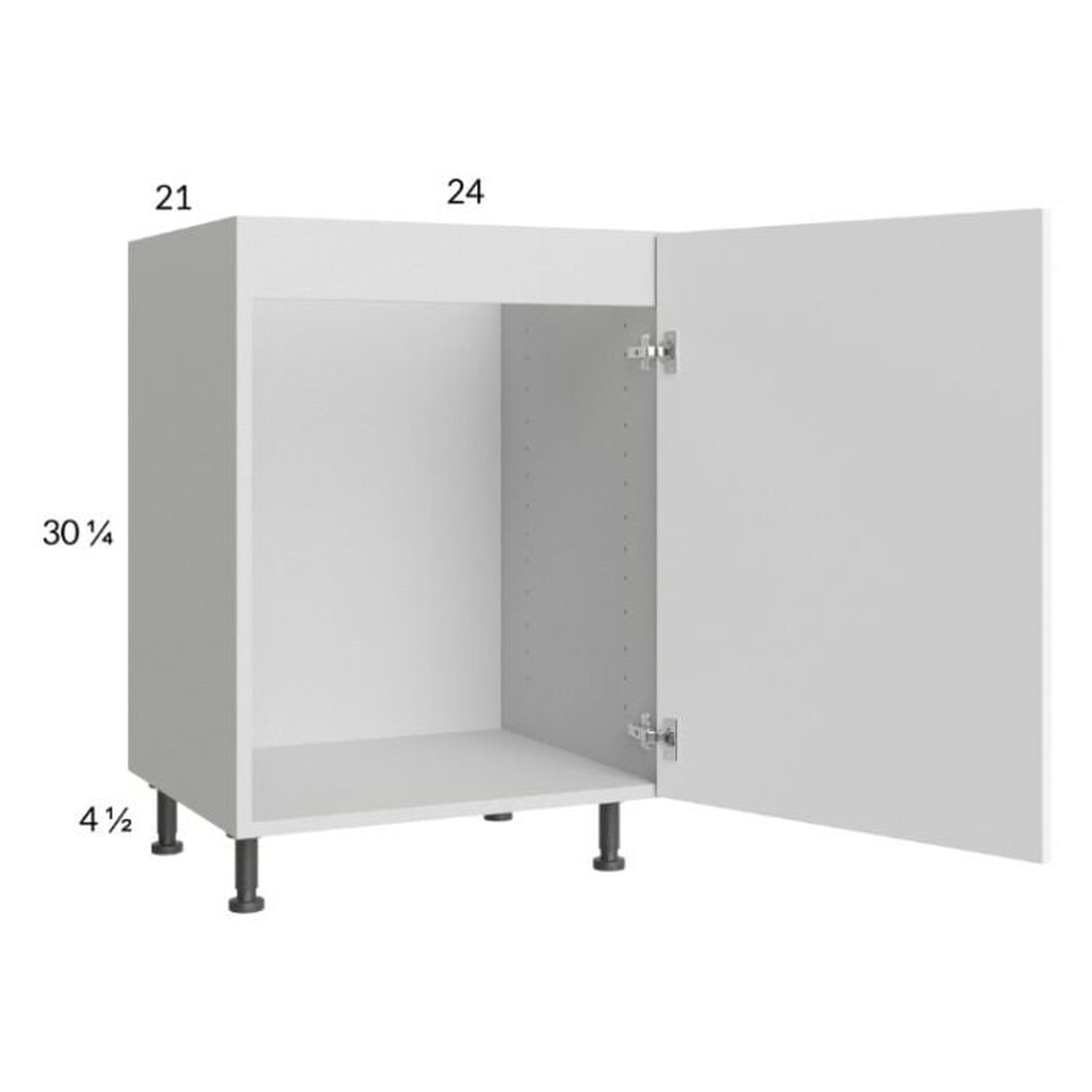 RTA Euro Gloss White 24" Full Height Door Vanity Sink Base Cabinet with 1 Door