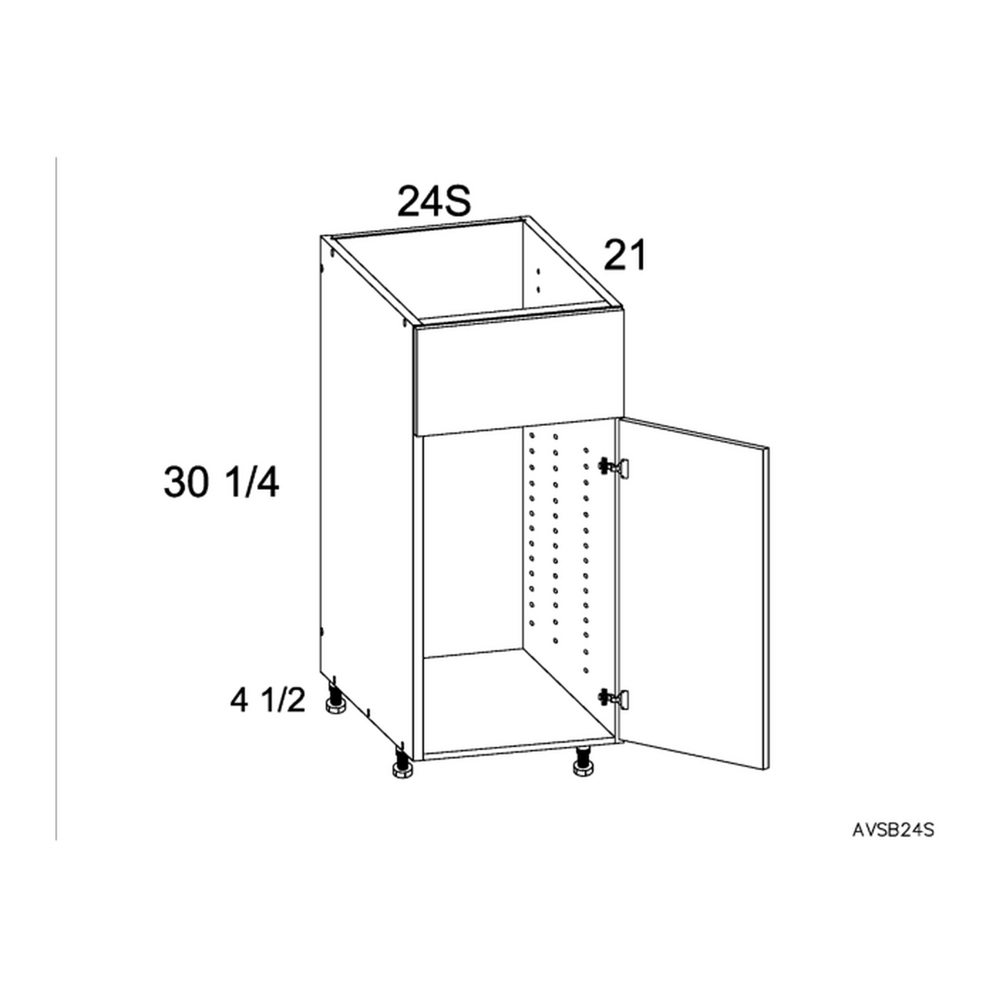 RTA Euro Gloss White 24" Vanity Sink Base Cabinet with 1 Door