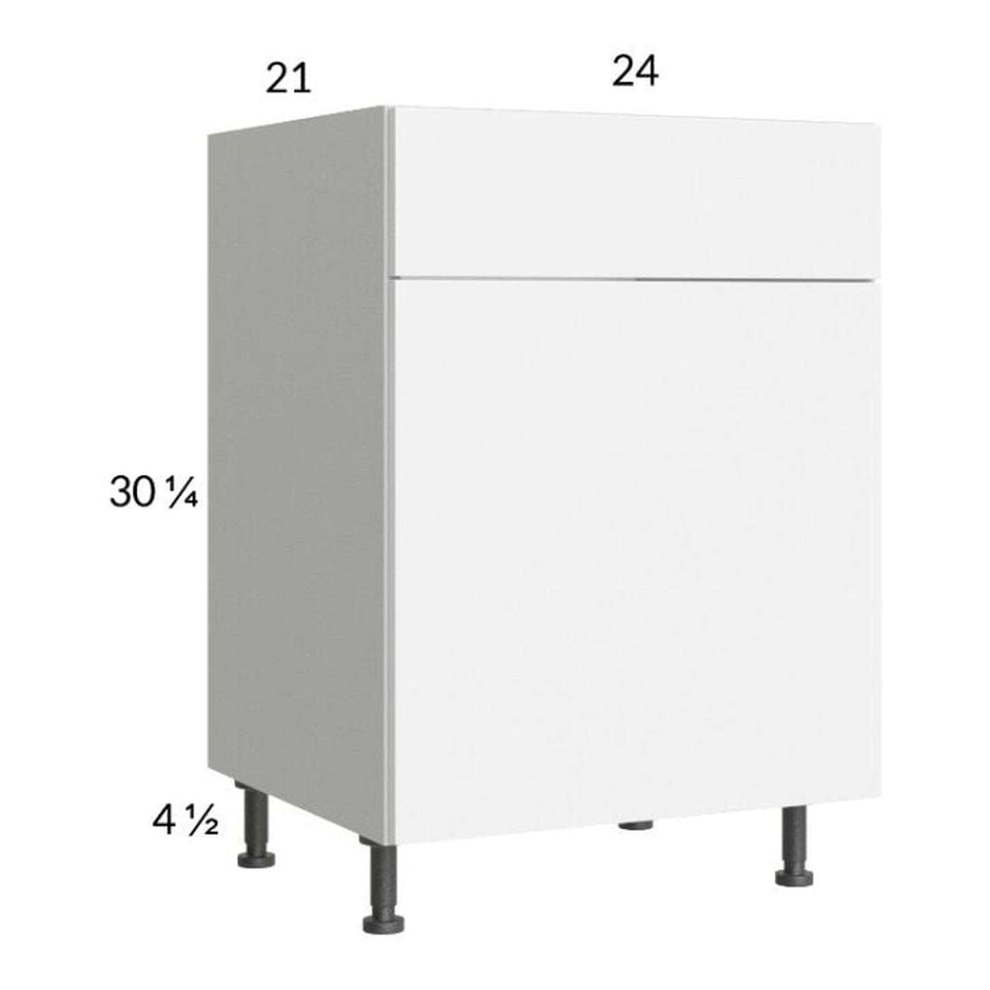 RTA Euro Gloss White 24" Vanity Sink Base Cabinet with 1 Door and 1 Finished End Panel