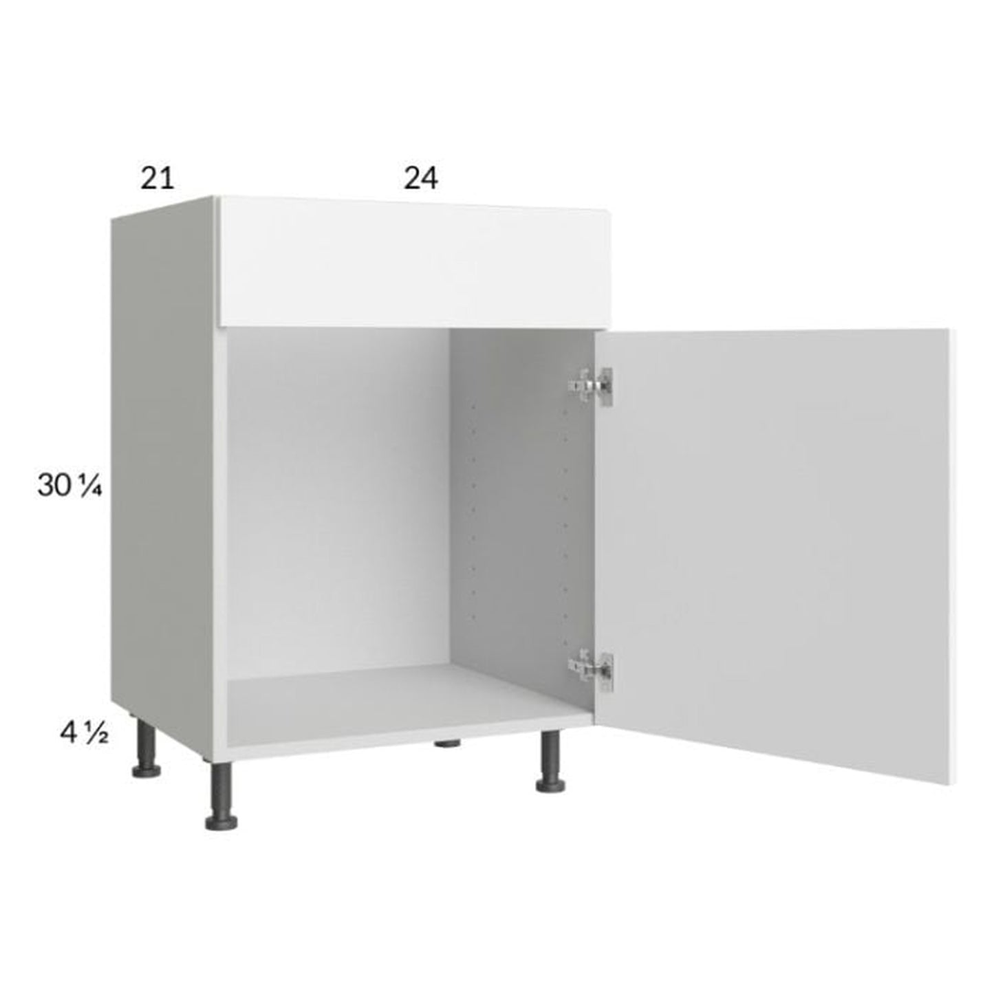 RTA Euro Gloss White 24" Vanity Sink Base Cabinet with 1 Door and 1 Finished End Panel