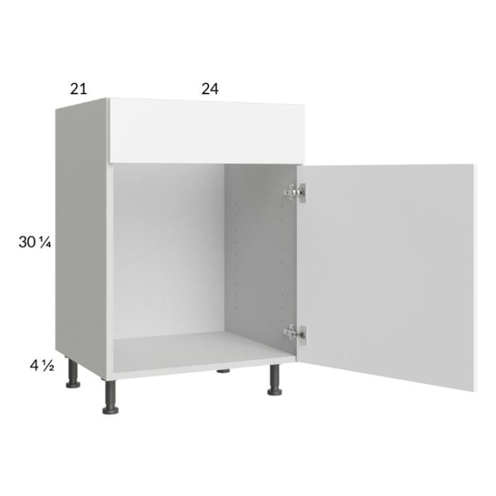 RTA Euro Gloss White 24" Vanity Sink Base Cabinet with 1 Door and 1 Finished End Panel