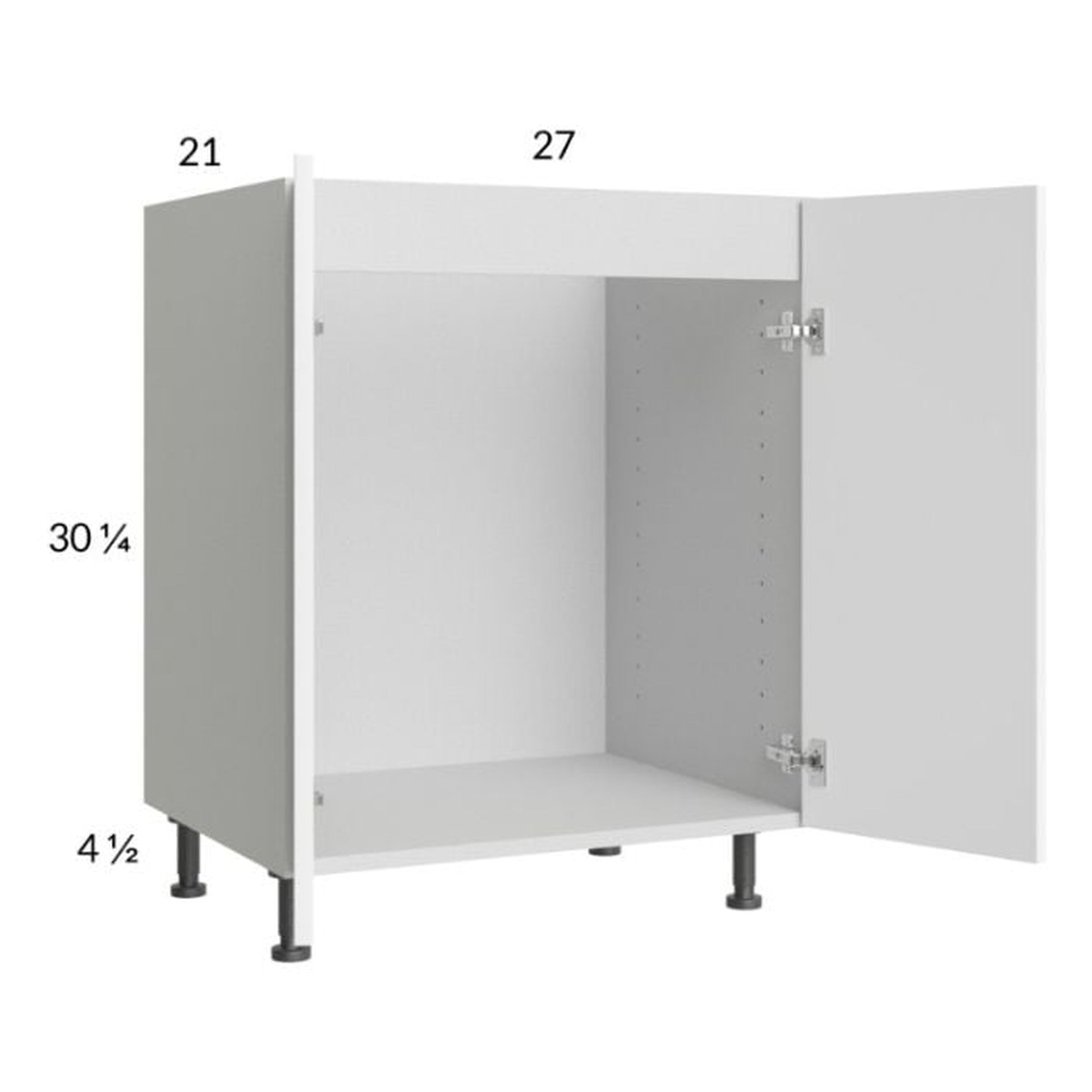 RTA Euro Gloss White 27" Full Height Door Vanity Sink Base Cabinet with 1 Finished End Panel