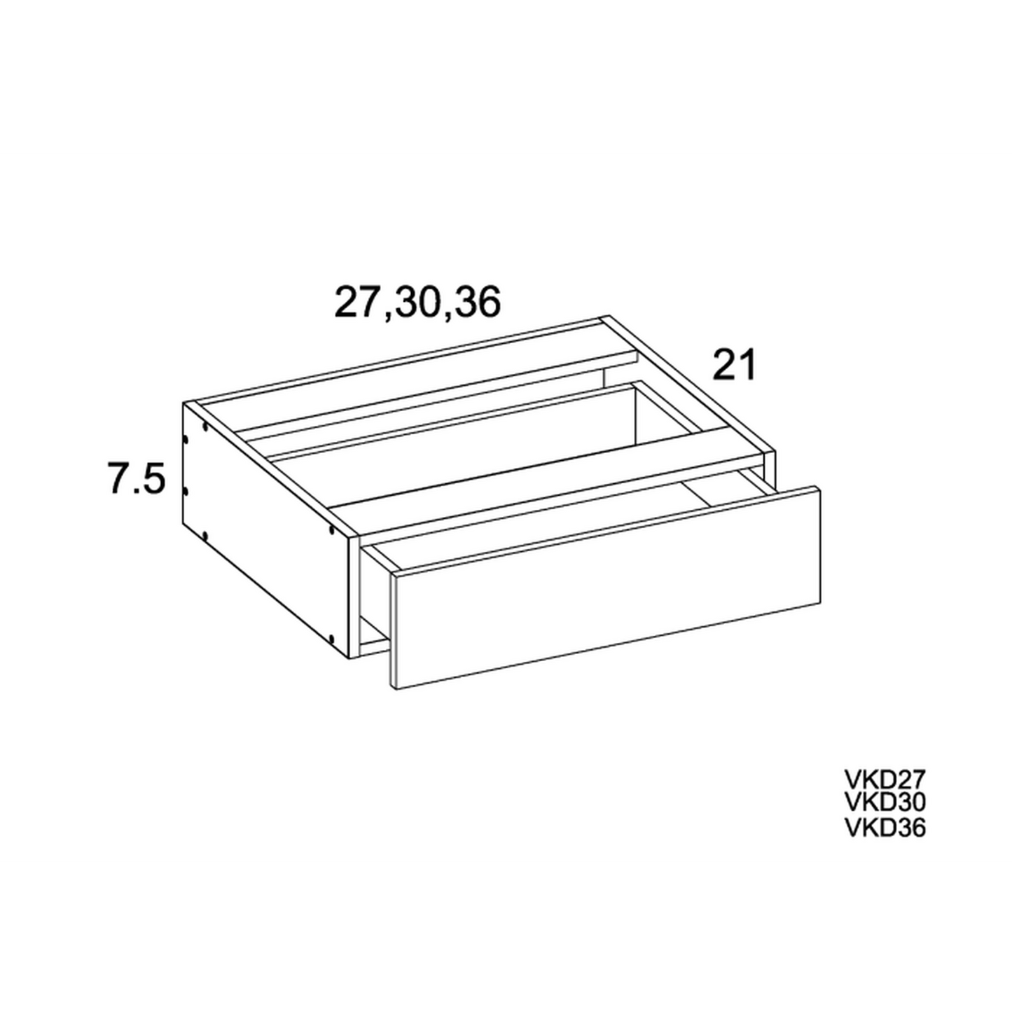 RTA Euro Gloss White 27" Knee Drawer