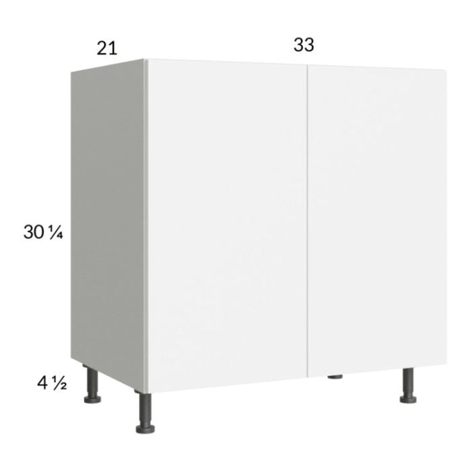 RTA Euro Gloss White 33" Full Height Door Vanity Sink Base Cabinet