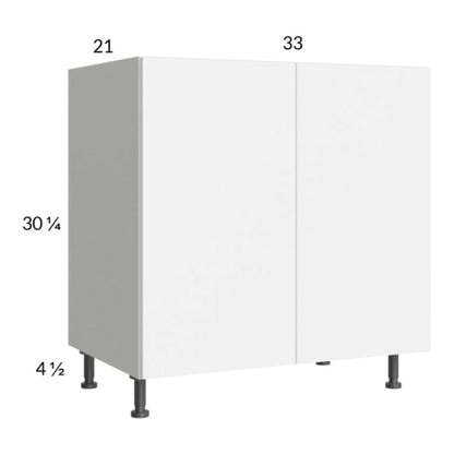 RTA Euro Gloss White 33" Full Height Door Vanity Sink Base Cabinet with 2 Finished End Panels