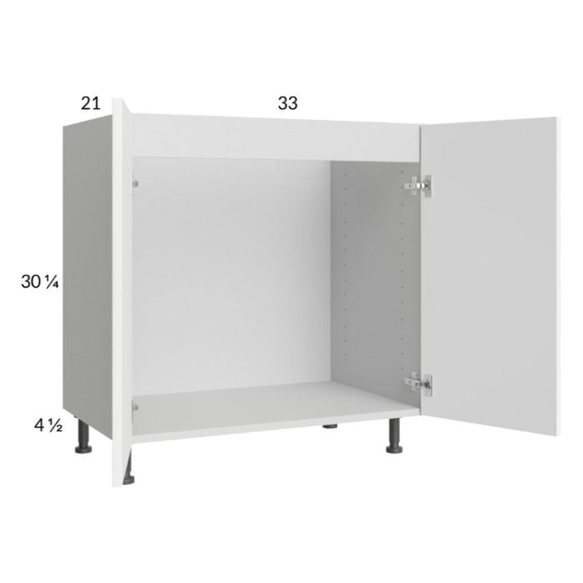 RTA Euro Gloss White 33" Full Height Door Vanity Sink Base Cabinet