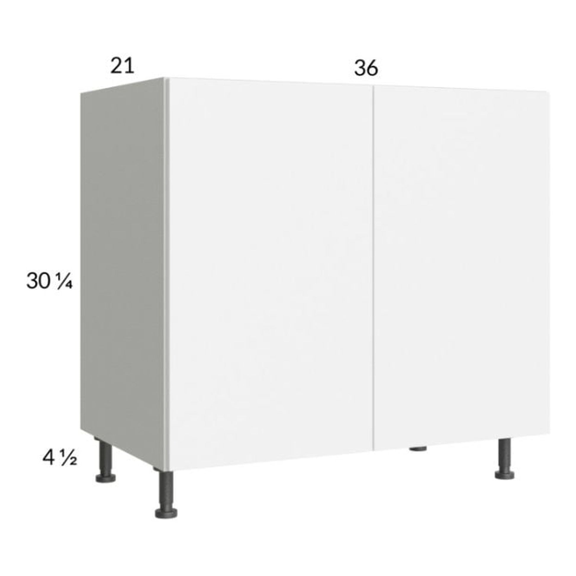 RTA Euro Gloss White 36" Full Height Door Vanity Sink Base Cabinet with 2 Finished End Panels