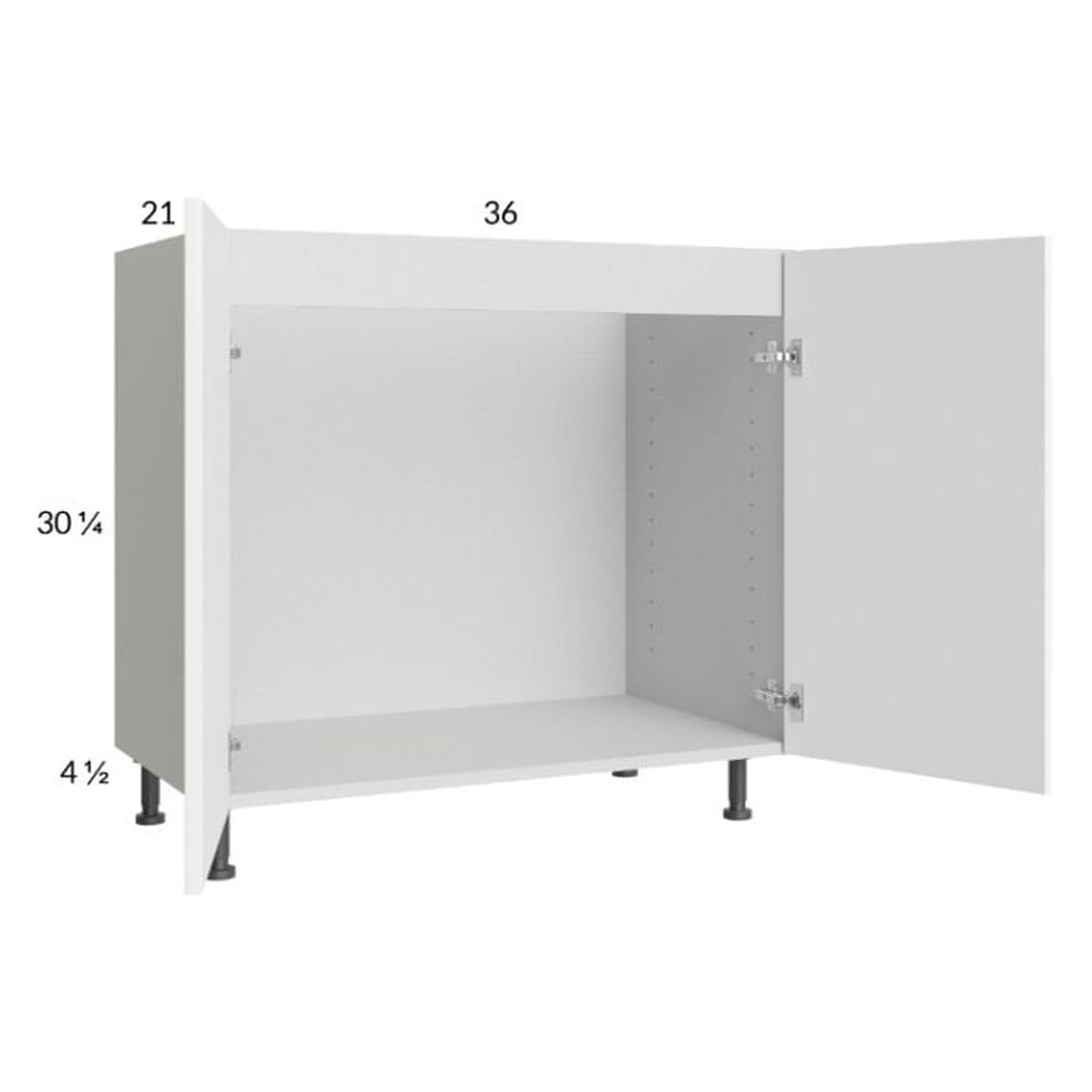 RTA Euro Gloss White 36" Full Height Door Vanity Sink Base Cabinet