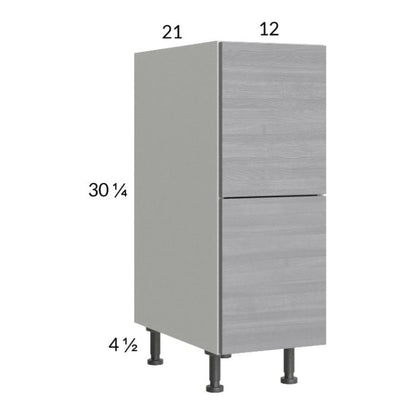 RTA Euro Grey 12" 2-Drawer Vanity Base Cabinet with 1 Inner Drawer