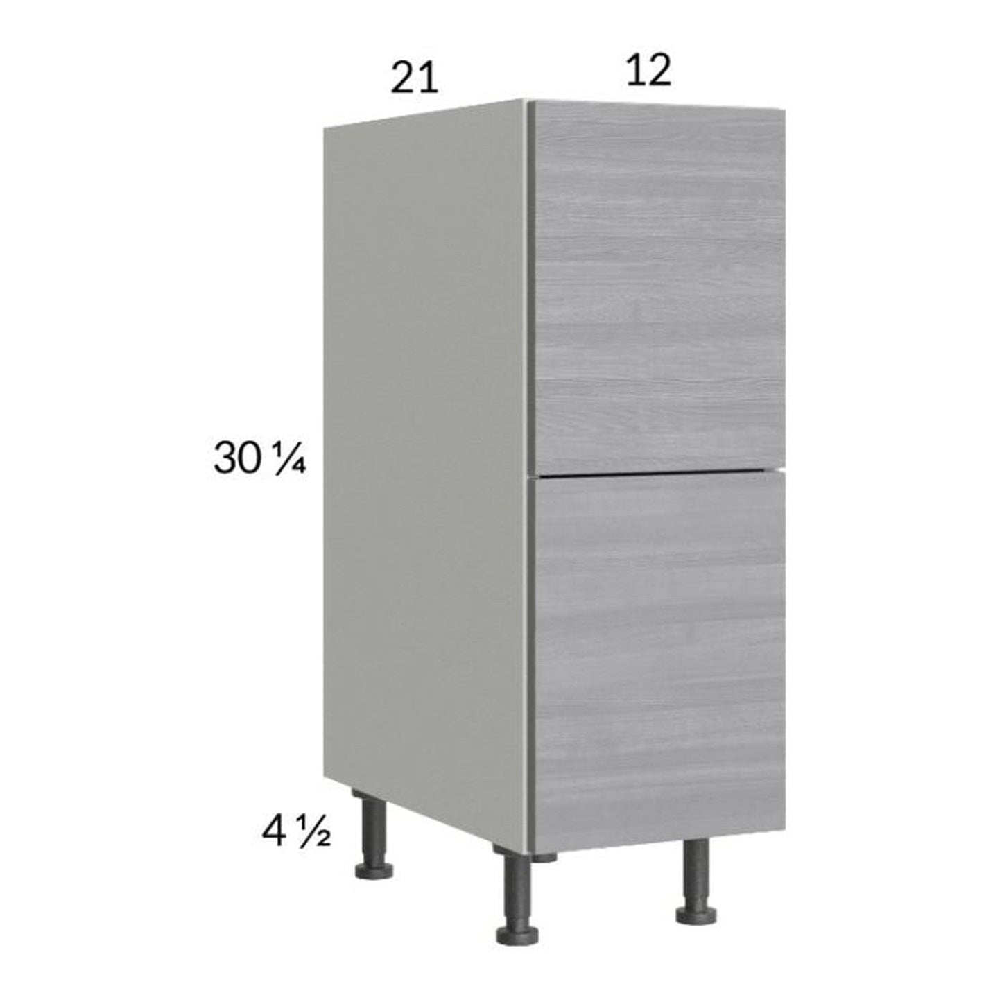 RTA Euro Grey 12" 2-Drawer Vanity Base Cabinet