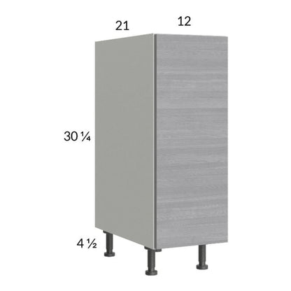 RTA Euro Grey 12" Full Height Door Vanity Base Cabinet with 1 Finished End Panel