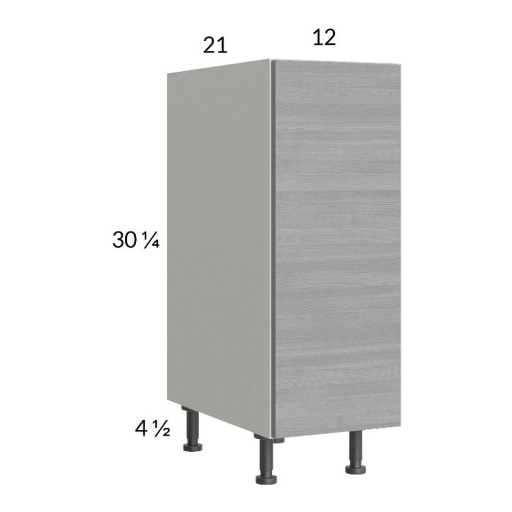 RTA Euro Grey 12" Full Height Door Vanity Base Cabinet with 2 Finished End Panels
