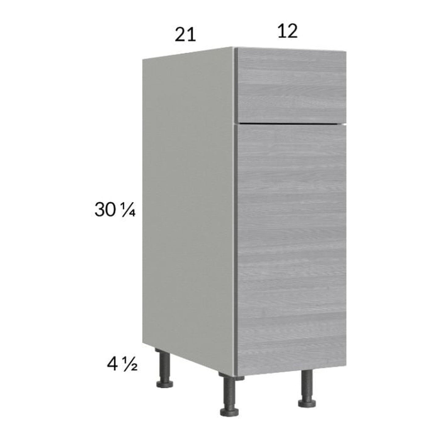 RTA Euro Grey 12" Vanity Base Cabinet with 2 Finished End Panels